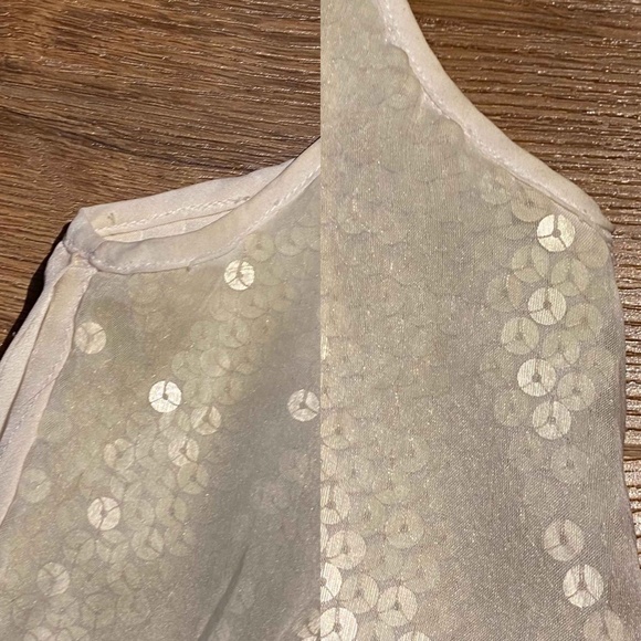 Alice + Olivia Pleated Sequin Sheath Dress Beige Cream Size M 4-6 - Picture 9 of 15